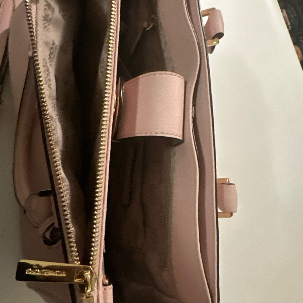 Michael Kors Kellen Saffiano  Leather Medium Satchel Blossom Pink - Picture 7 of 13